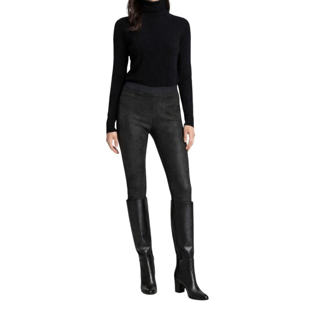 Helmut Lang Lamb Suede Leather Skinny Moto Pants Size 12